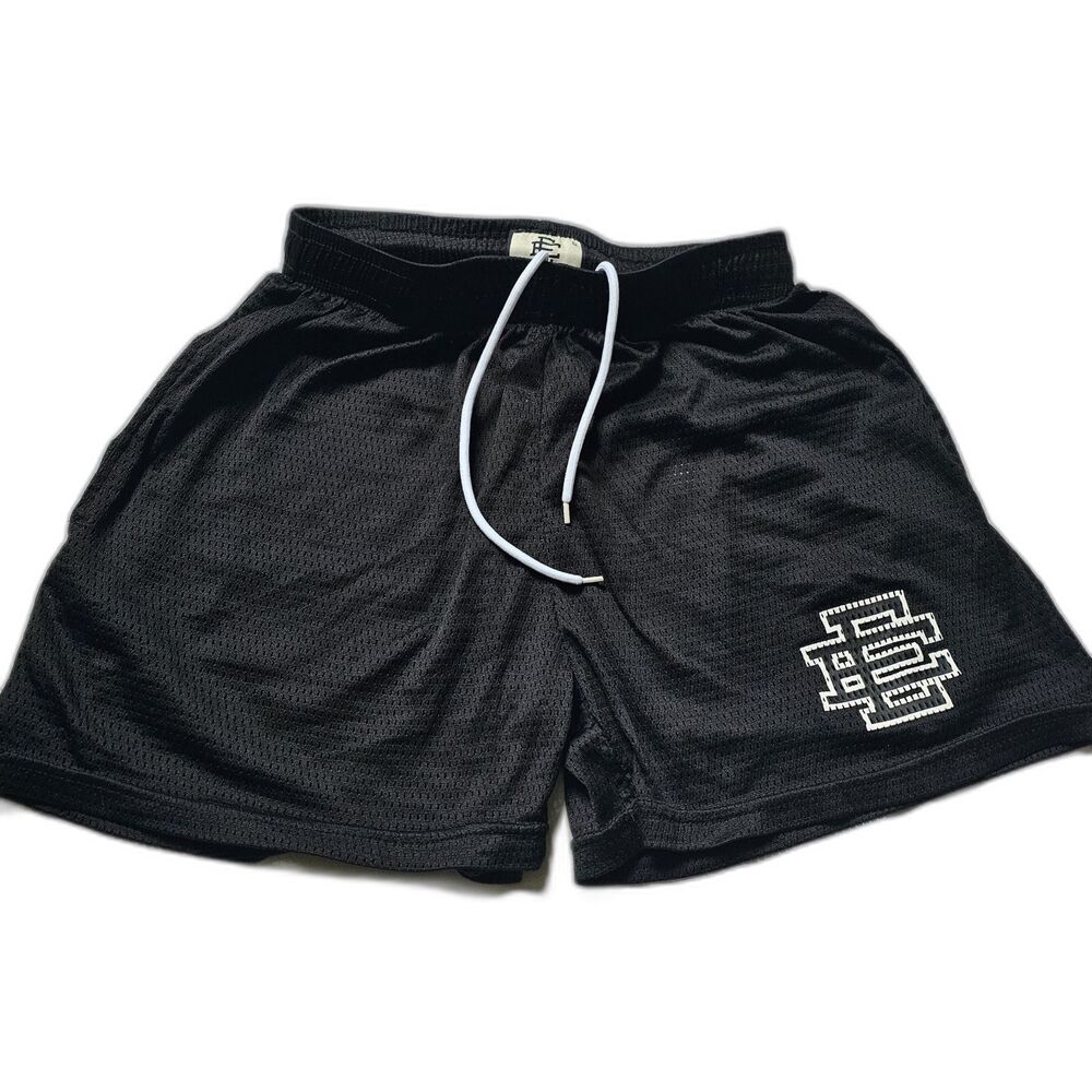 Eric Emanuel EE Mesh Shorts Black White Logo Men’s Medium Made USA